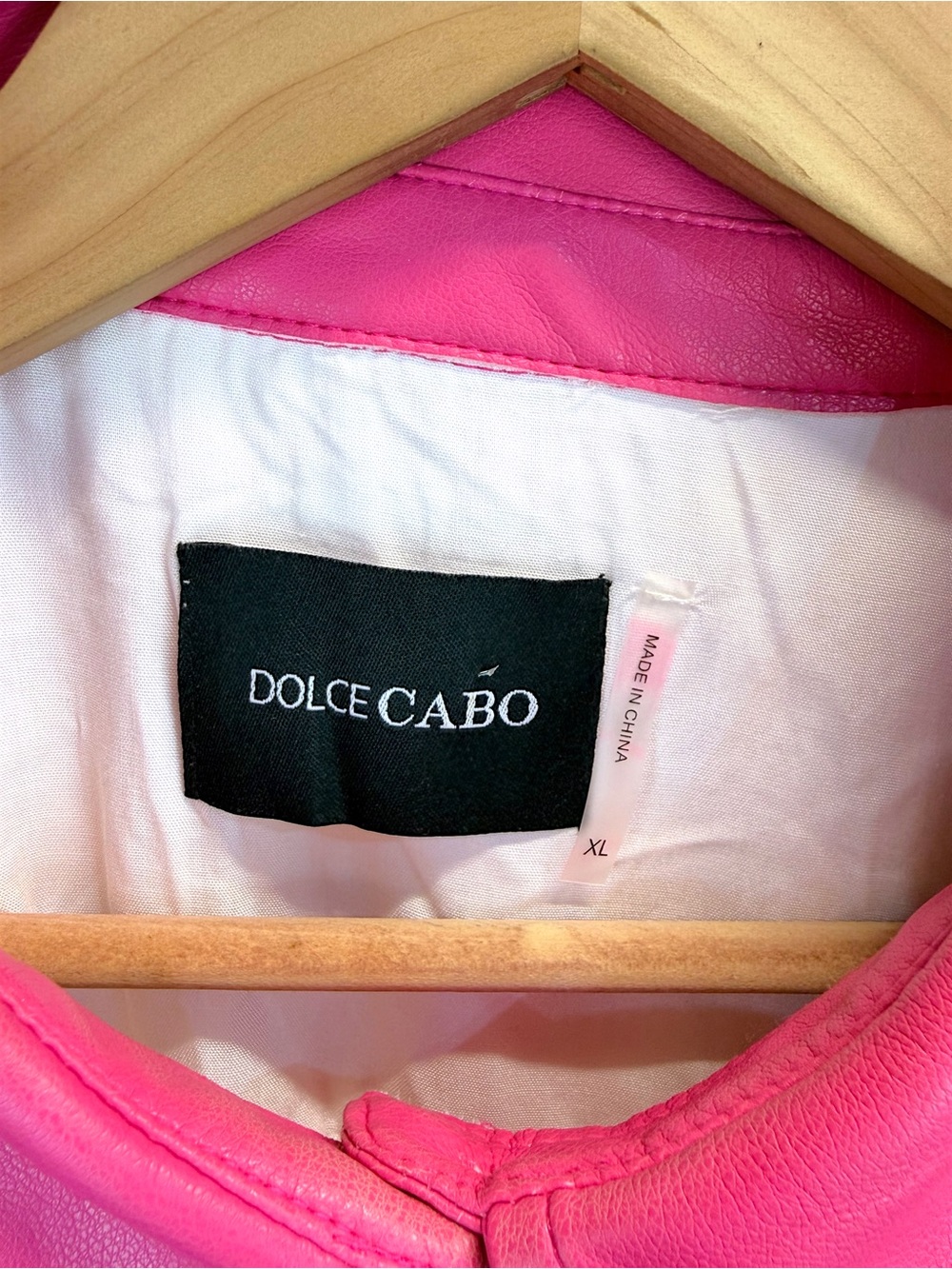 Dolce Cabo Pink Faux Leather Shirt Dress Puff Sleeve Mini XL - Picture 12 of 13